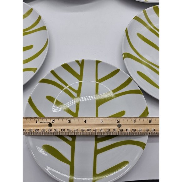 Crate & Barrel Tropical Fern Palm Plant 8" Salad Dish Set Of 4 Beach Summer - Picture 5 of 7